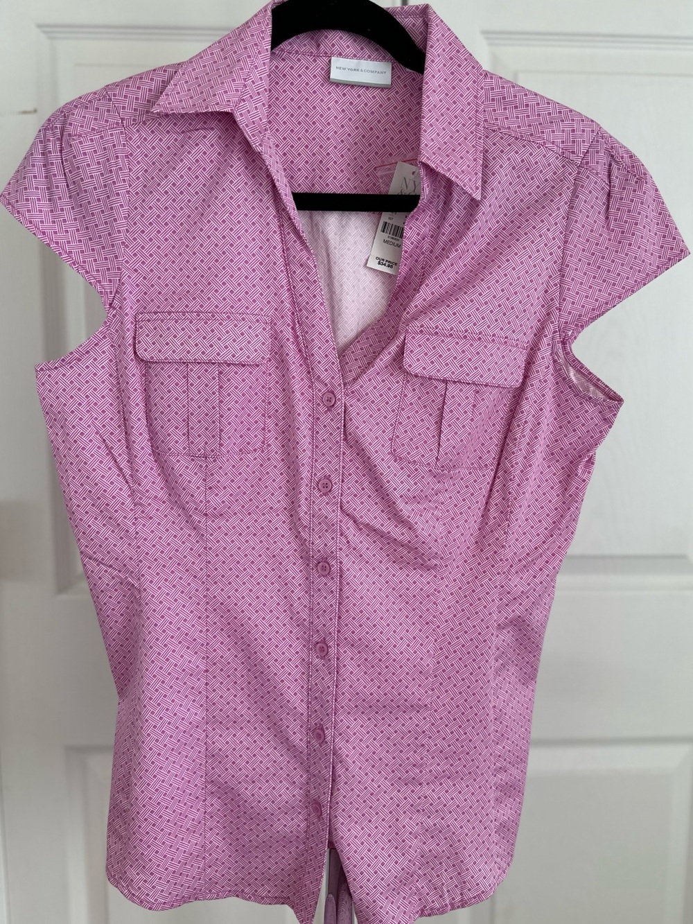 NY&C Collection Pink Cap-Sleeve Button-Front Blouse